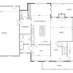 First floor of a modified Madison II with dining room bump and large porch a long back of home.