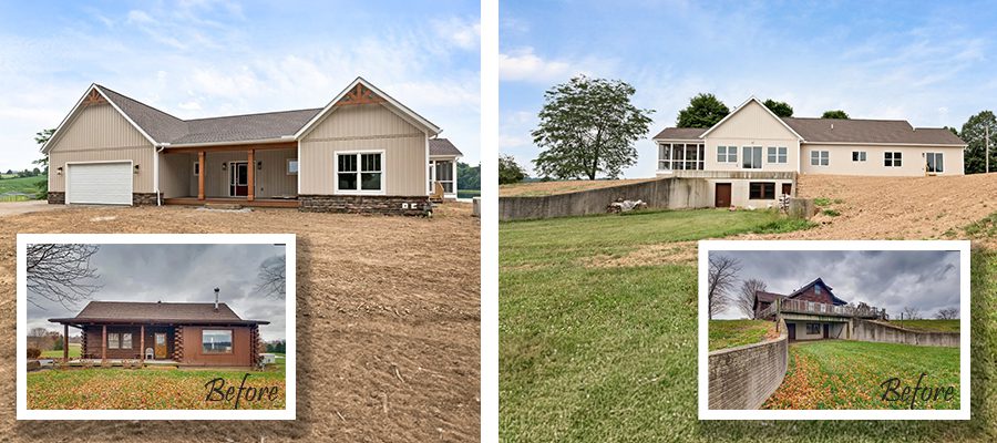 Image showing the original home and the new house that was built.