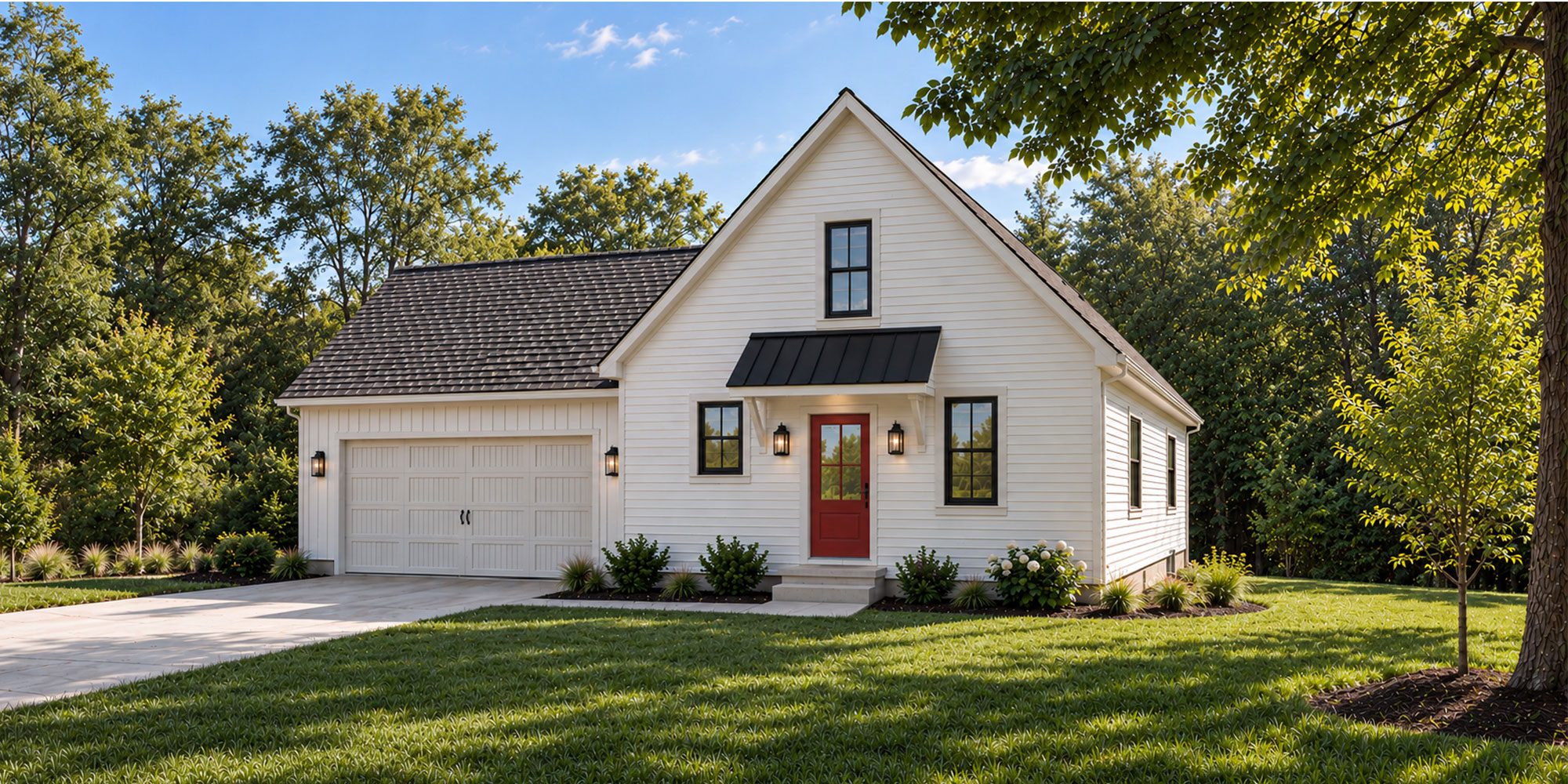 Exterior rendering of the updated Ashford two-story home design by American Heritage Homes.