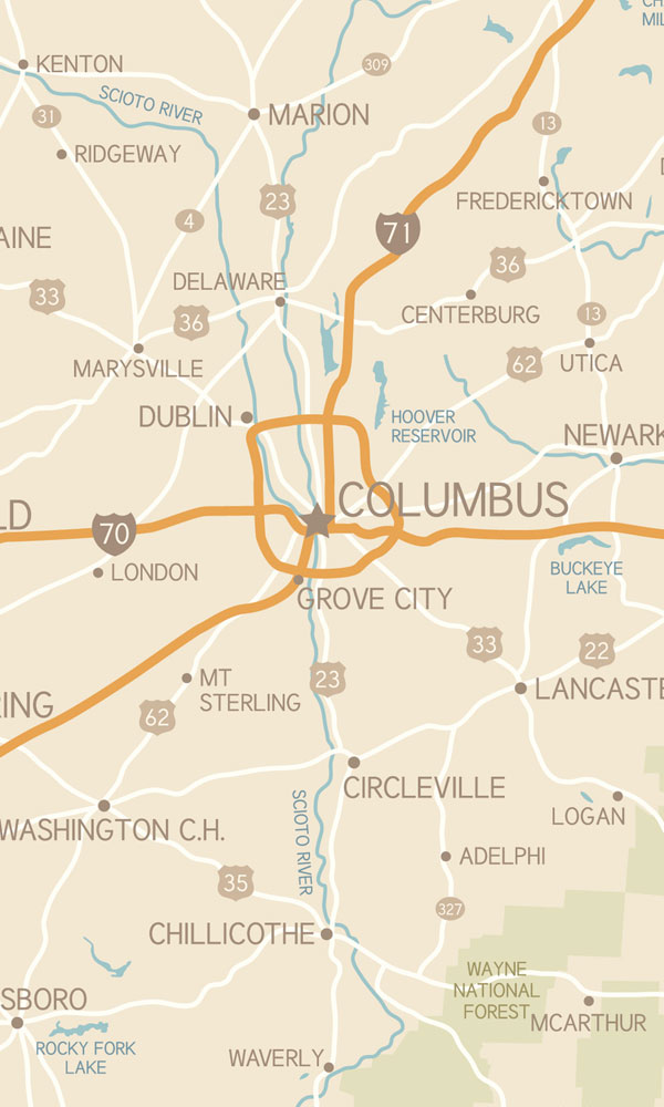 Map of Central Ohio